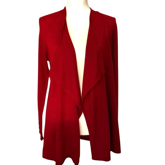 J.Jill women’s drape merino wool red open cardigan Size small great for holidays - Picture 1 of 5